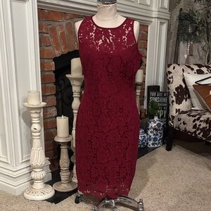 White House Black Market Lace Midi Dress - Burgundy